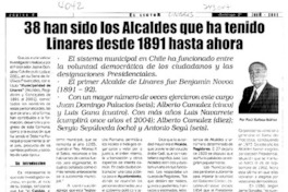 38 han sido los alcaldes que ha tenido Linares desde 1891 hasta ahora