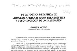 De la poética metafísica de Leopoldo Marechal a una hermenéutica y fenomenología de lo imaginario
