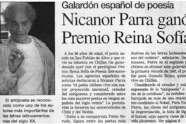 Nicanor Parra ganó Premio Reina Sofía
