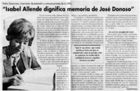 "Isabel Allende dignifica memoria de José Donoso"