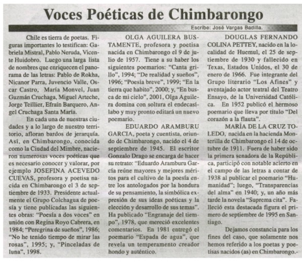 Voces poéticas de Chimbarongo
