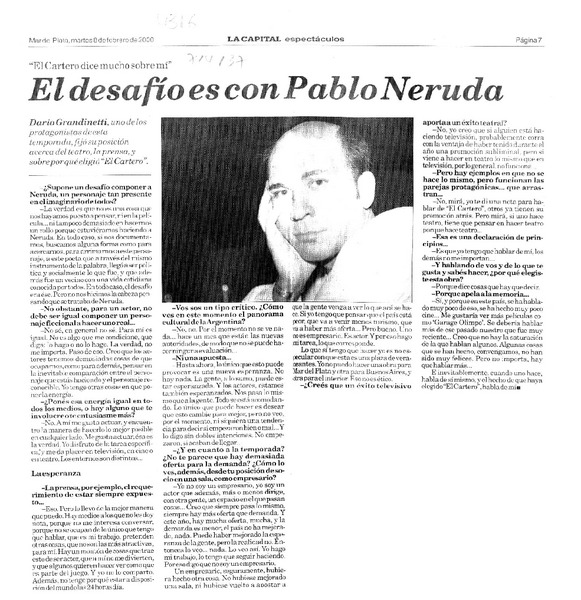 El desafío es con Pablo Neruda : [entrevistas]