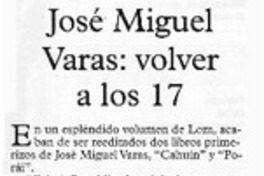José Miguel Varas : volver a los 17