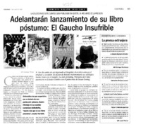 Adelantarán lanzamiento de su libro póstumo, El Gaucho insufrible