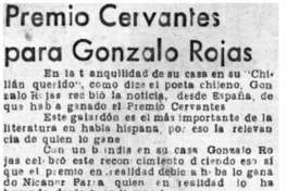 Premio Cervantes para Gonzalo Rojas