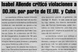 Isabel Allende criticó violaciones a DD.HH. por parte de EE.UU. y Cuba