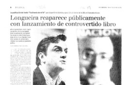 Longueira reaparece públicamente con lanzamiento de controvertido libro