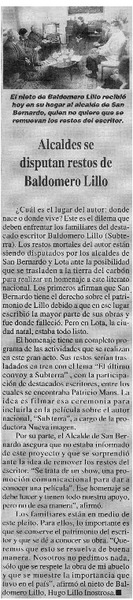 Alcaldes se disputan restos de Baldomero Lillo