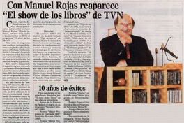 Con Manuel Rojas reaparece "El show de los libros" de tvn.