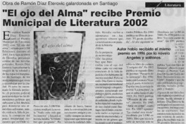 "El ojo del alma" recibe Premio Municipal de Literatura 2002