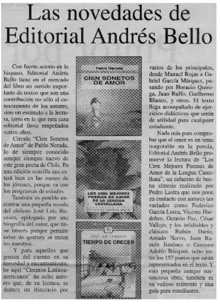 Las novedades de Editorial Andrés Bello.