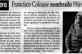 Francisco Coloane nombrado hijo ilustre.