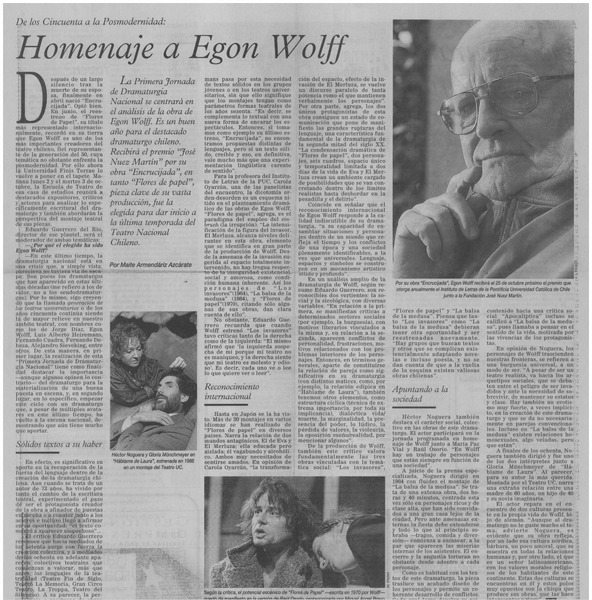 Homenaje a Egon Wolff [entrevistas]