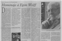Homenaje a Egon Wolff [entrevistas]