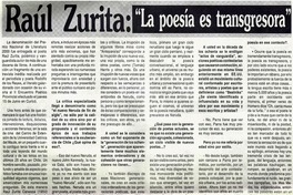 Raúl Zurita, "La poesía es transgresora": [entrevistas]