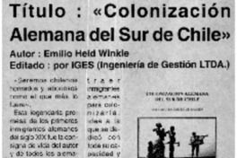"Colonización Alemana del Sur de Chile"
