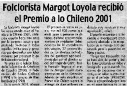 Folclorista Margot Loyola recibió el Premio a lo Chileno 2001
