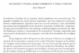 Filosofía y poesía: María Zambrano y Pablo Neruda