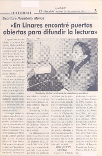 "En Linares encontré puertas abiertas para difundir la lectura".