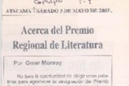 Acerca del Premio Regional de Literatura.