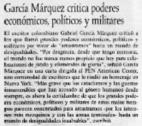García Márquez critica poderes económicos, políticos y militares.