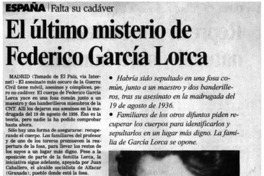 El último misterio de Federico García Lorca.