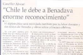 "Chile le debe a Benadava enorme reconocimiento"