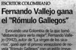 Fernando Vallejo gana el "Rómulo Gallegos".