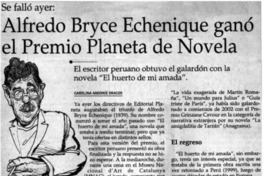 Alfredo Bryce Echeñique ganó el Premio Planeta de Novela