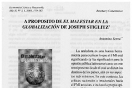 A propósito de el malestar en la globalización de Joseph Stiglitz
