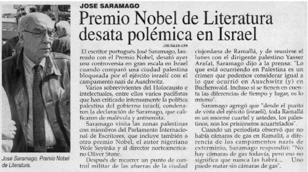 Premio Nobel de Literatura desata polémica en Israel.