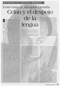 Entrevista a Jacques Derrida, Celan y el despojo de la lengua