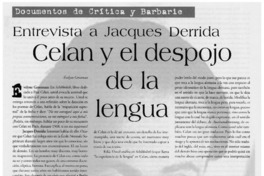 Entrevista a Jacques Derrida, Celan y el despojo de la lengua