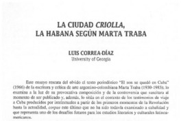 La Ciudad criolla, La Habana según Marta Traba
