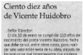 Ciento diez años de Vicente Huidobro