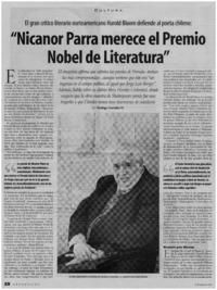 Nicanor Parra merece el Premio Nobel de Literatura"