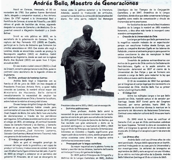 Andrés Bello, maestro de generaciones.