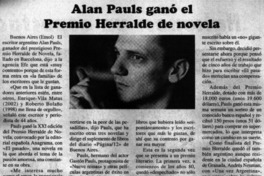 Alan Pauls ganó el Premio Herralde de novela.