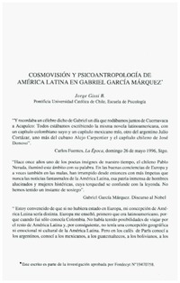 Cosmovisión y psicoantropología de América Latina en Gabriel García Márquez