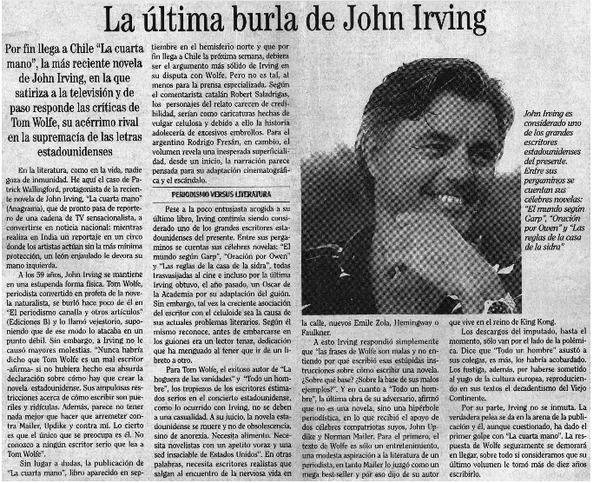 La Ultima burla de John Irving.