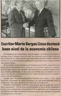 Escritor Mario Vargas Llosa destacó buen nivel de la economía chilena.