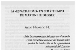 La "espacialidad" en Ser y tiempo de Martin Heidegger