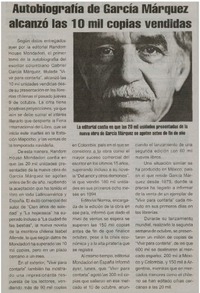 Autobiografía de García Márquez alcanzó las 10 mil copias vendidas