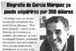 Biografía de García Márquez ya puede adquirirse por 350 dólares.