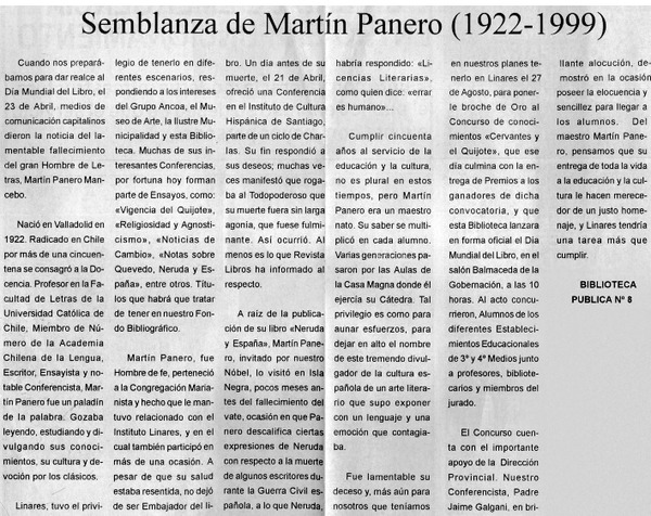 Semblanza de Martín Panero (1922-1999).