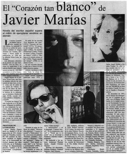El "corazón tan blanco" de Javier Marías.