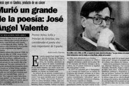 Murió un grande de la poesía: José Angel Valente.