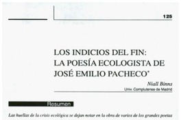 Los indicios del fin: la poesía ecologista de José Emilio Pacheco