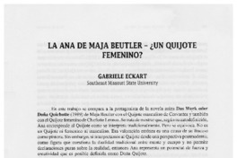 La Ana de Maja Beutler -¿Un Quijote Femenino?