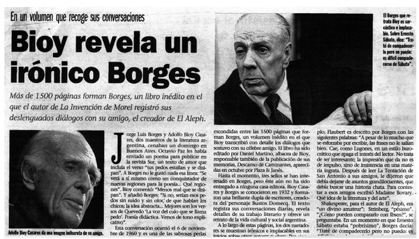 Bioy revela un irónico Borges.